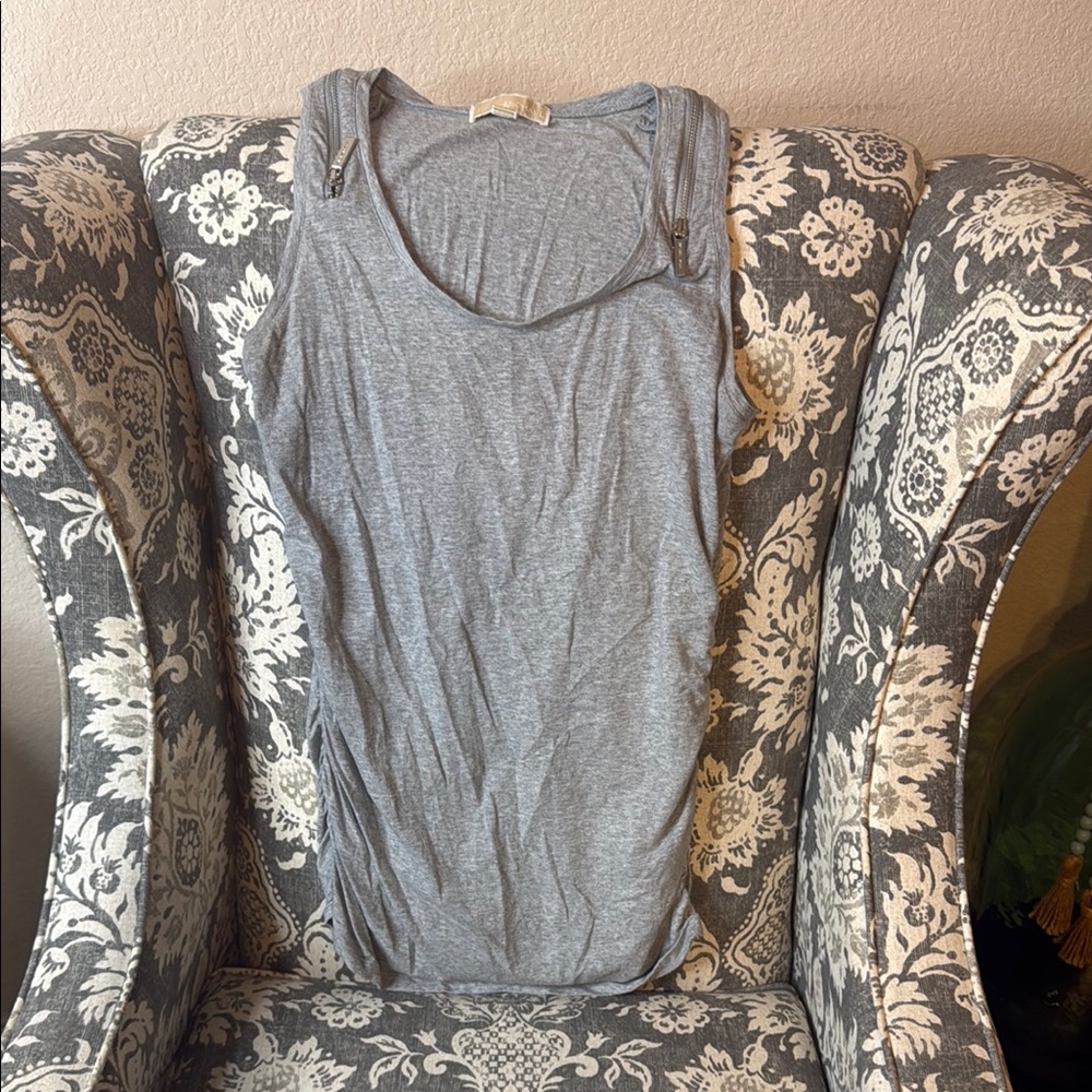 Michael Kors Gray Ruched Sleeveless Tank
